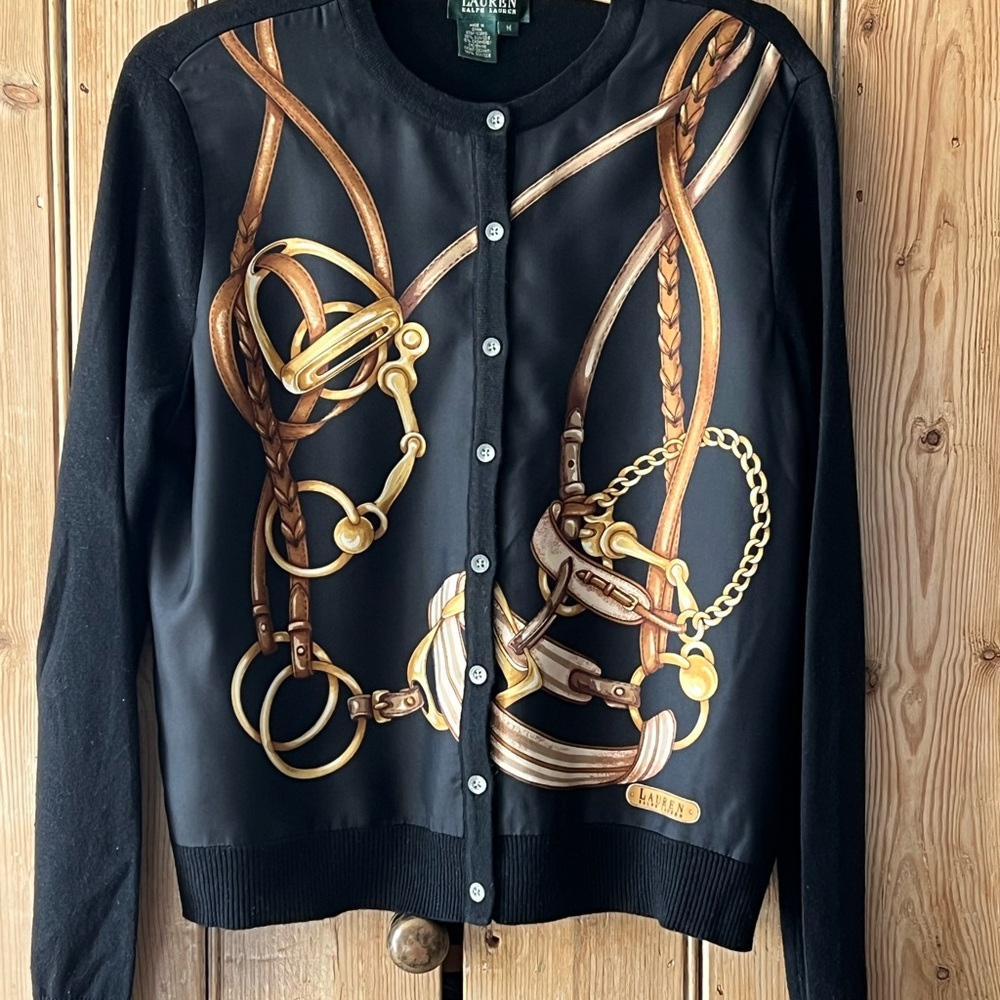 Ralph Lauren Cardigan With Silk Front.